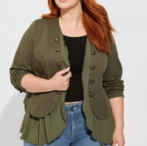 [Torrid] Stretch Twill Peplum Military Jacket - Size 4